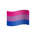 Flag waving with three horizontal stripes in pink, purple, and blue.