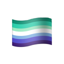Flag with horizontal stripes in a gradient from teal to blue and white, depicted in a wavy motion.