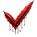 Checkmark symbol covered in dripping red blood.
