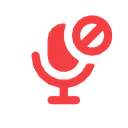 A red microphone icon with a red circle and slash prohibition symbol over it.