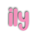 The letters ily written in a rounded pink font on a black background.