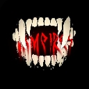 Sharp white fangs with red accents against a black background.