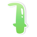 A stylized lowercase letter f in a bright green gradient with a white outline.