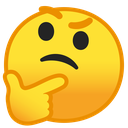 Yellow face with a furrowed brow and a hand resting on its chin in a thoughtful pose.