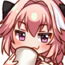 Anime character with pink hair holding a mug and giving a smug, knowing look.