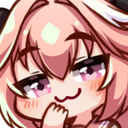 Anime girl with pink hair making a smug, mischievous smirk with a w-shaped mouth.