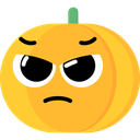 A cartoon peach with a skeptical, side-eye expression and a small green leaf on top.