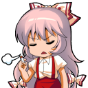 Anime girl with pink hair looking exhausted while holding a smoking cigarette.