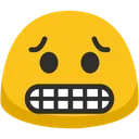 grimacing