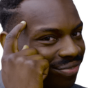 A man taps his temple with a smug, knowing expression on his face.