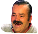 Juan Joya Borja laughing with his mouth wide open and eyes squinted.