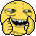 Yellow face with a smug grin and narrowed eyes clapping its hands together in a pixelated style.