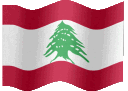 Lebanon flag with a green cedar tree in the center waving in a repeating animation.