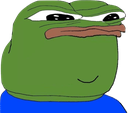 Pepe the Frog with narrowed eyes and a smirk looking sideways in judgment.