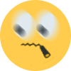 Yellow face with a black zipper line across the mouth area.