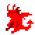 a pixel gif of a stylized demon with small wings that flaps in place