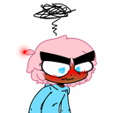 A cartoon character with pink hair and a blue hoodie looking angry and embarrassed with a bright red face.