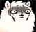 A fluffy white alpaca with wide, panicked eyes and a dark, stressed facial expression.