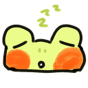 A small yellow frog with a blank expression and large orange blush marks on its cheeks.