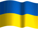 A blue and yellow flag waving in the wind.