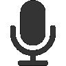 Two microphone icons side by side, one dark gray and one bright red.