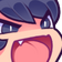 Anime character with dark hair and a wide-open mouth shouting intensely.