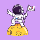 astronautemignontenantdrapeaulun