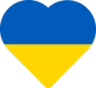 Heart symbol colored with the blue and yellow horizontal stripes of the Ukrainian flag.