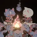 Котики у костра