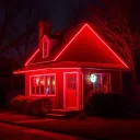 Little Red House in Neon