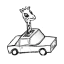 Caveman Hits Giraffe in a Car