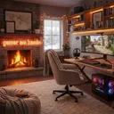Gamer am Kamin