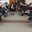 Some slavs squating by a bar