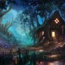 Dark Home In Forest