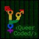 Queer Coded 🪼🦖🦈🚅🐦🐟🦌🧱💥🐄🐕🐎🪼🦝🚀🧹🦝 Discord server icon
