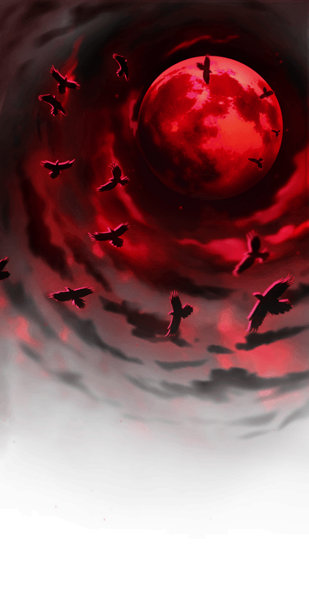 Dark Moon Crows profile effect with crows flying across a blood moon