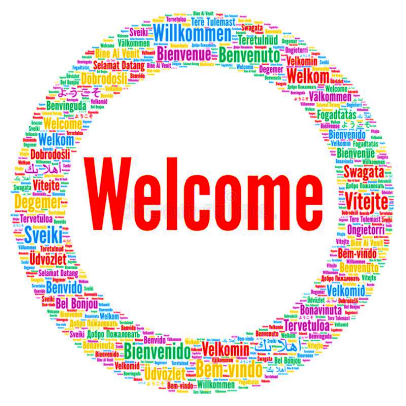 welcome multilingual Discord sticker