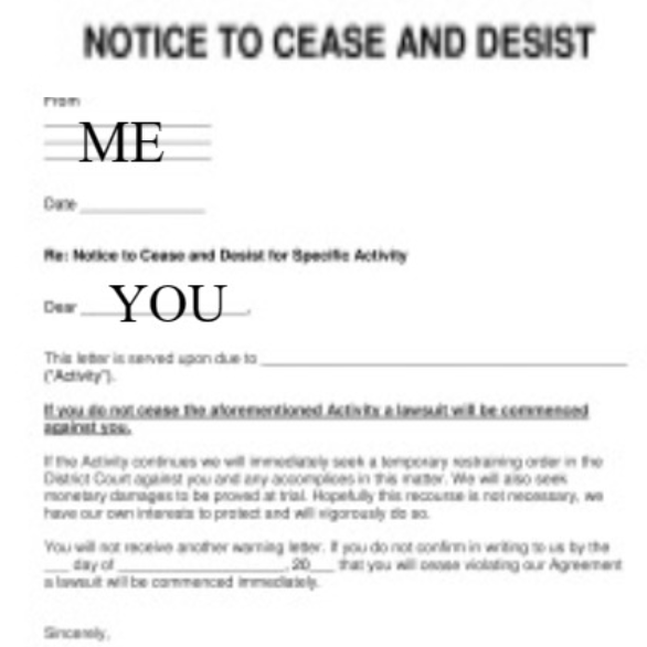 im Cease And Desist Letter rip