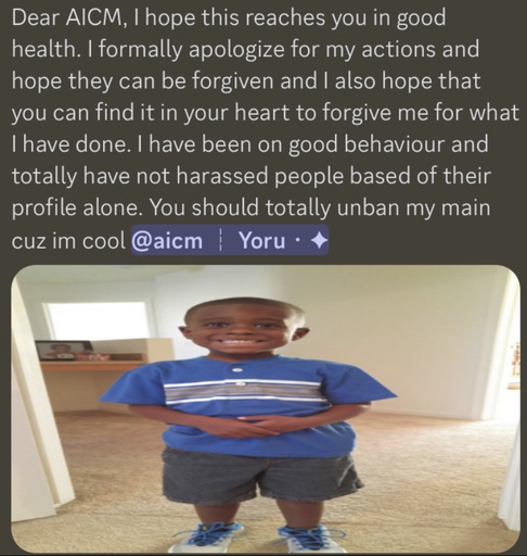black kid's apology
