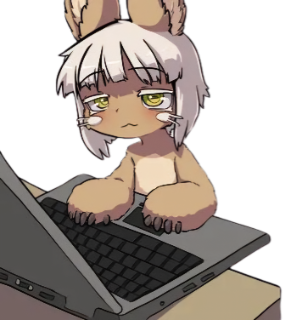 Nanachi at the computer
