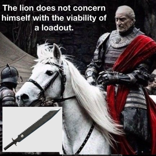 The lion uses the sword 