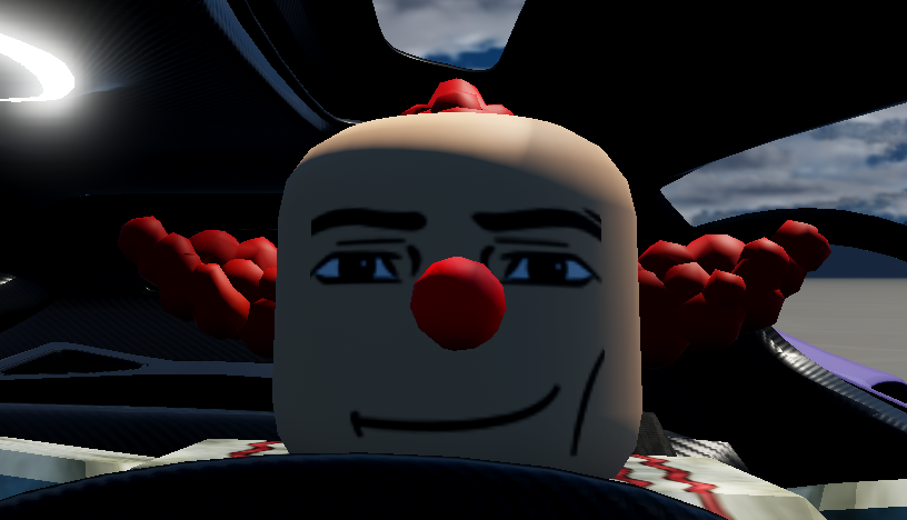 A clown driving