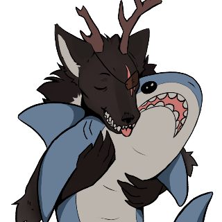 Wendigo Blahaj /fluffy Discord sticker