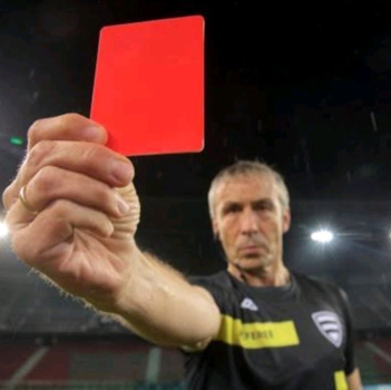 red card WARNING