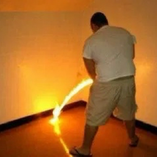 guy pissing fire