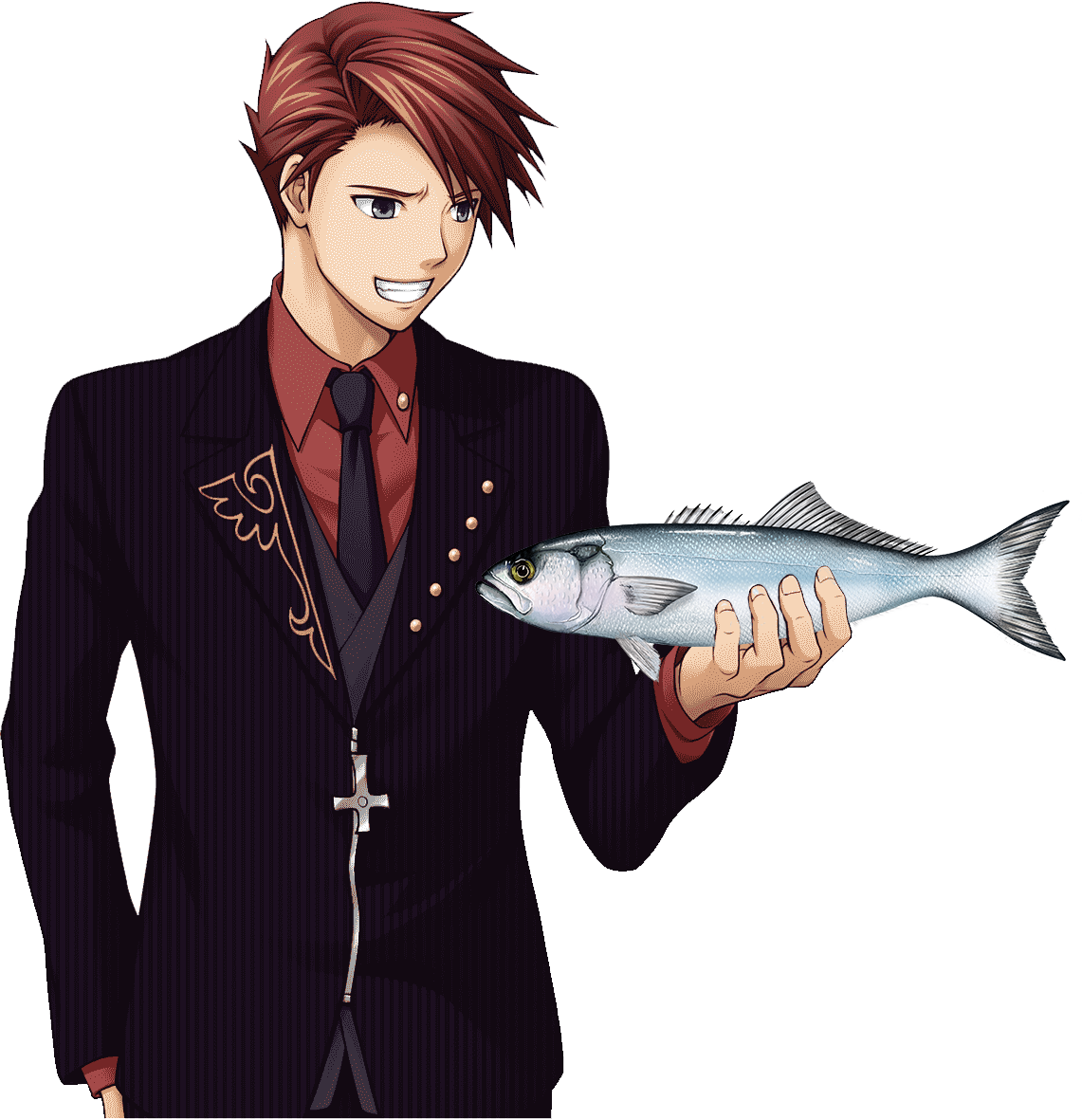 Battler Holding Fish Discord sticker